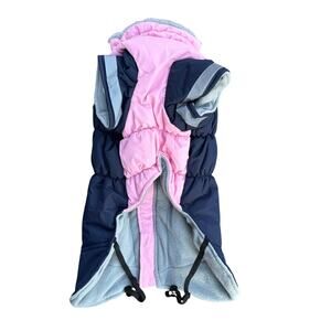 Pink & Navy Waterproof Fleece Lined Dog Winter Coat M